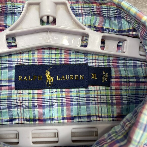 Ralph Lauren Button Down Shirt Mens XL Pastel Plaid L/S Casual Preppy - Picture 5 of 10